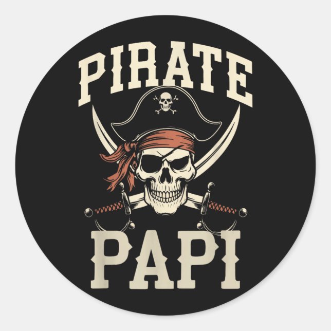 Pirate Papi Funny Captain Matching Grandpa Classic Round Sticker (Front)