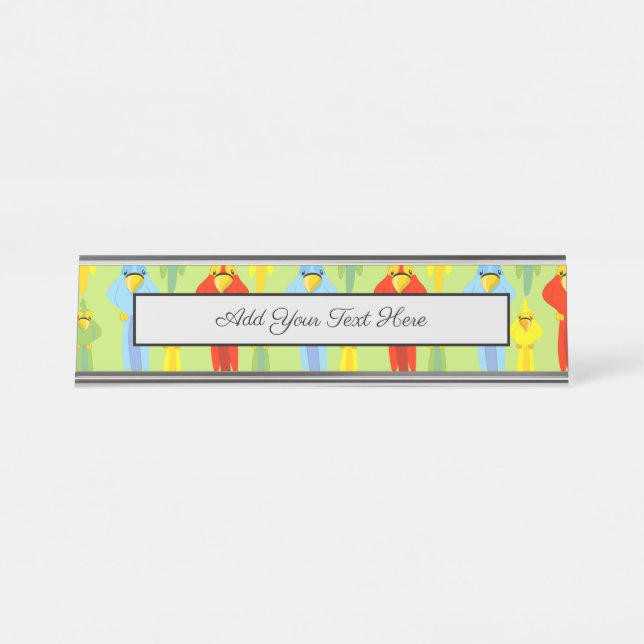 Pirate Parrot Bird Lovers Tropical Summer Animals Desk Name Plate (Front)