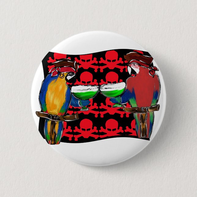 Pirate Parrots 2 Inch Round Button (Front)