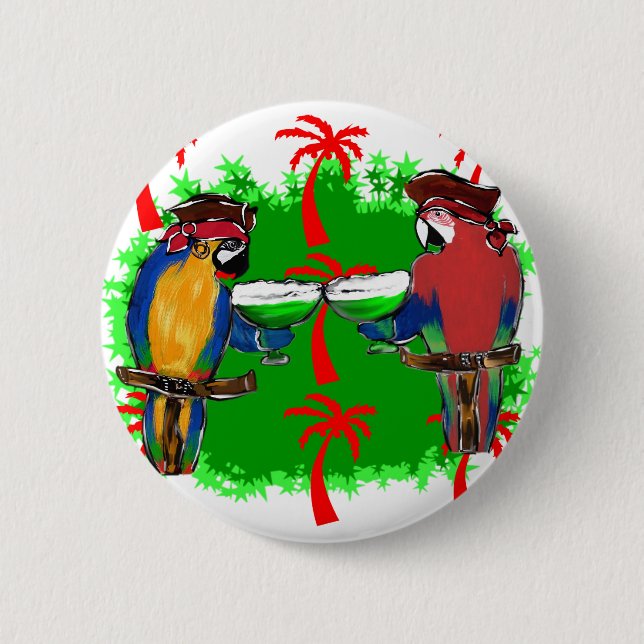 PIRATE PARROTS 2 INCH ROUND BUTTON (Front)