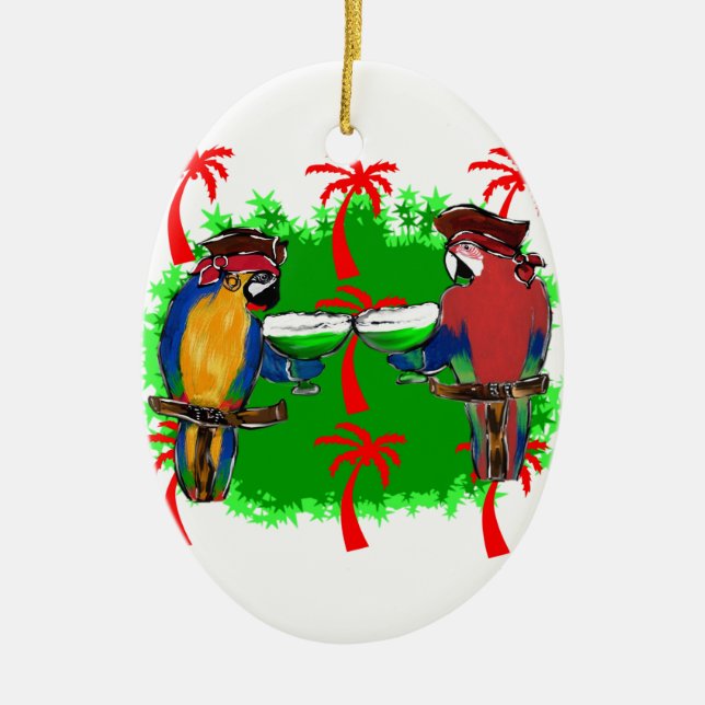 PIRATE PARROTS CERAMIC ORNAMENT (Front)
