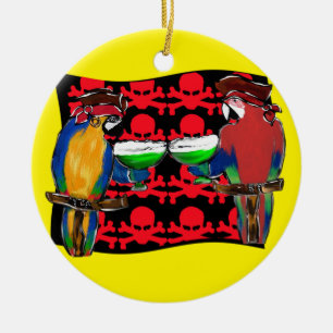 PIRATE PARROTS CERAMIC ORNAMENT