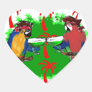 PIRATE PARROTS HEART STICKER