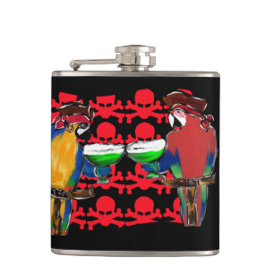 PIRATE PARROTS HIP FLASK