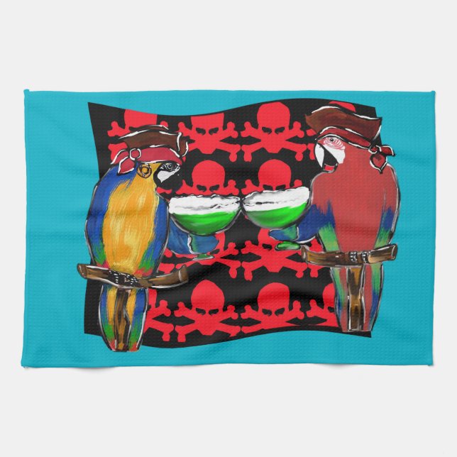 Pirate Parrots Kitchen Towel (Horizontal)