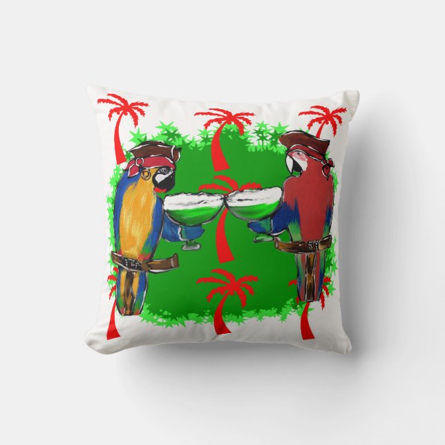 PIRATE PARROTS THROW PILLOW (Front)
