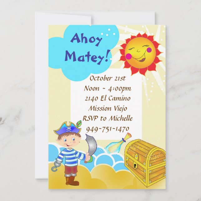 Pirate Party Birthday invitation  (Front)