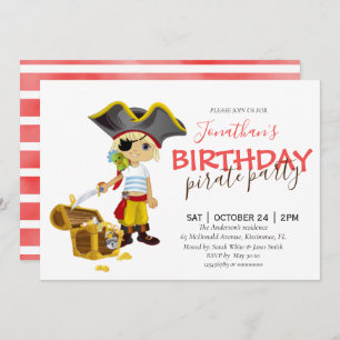 pirate party boy birthday invitation