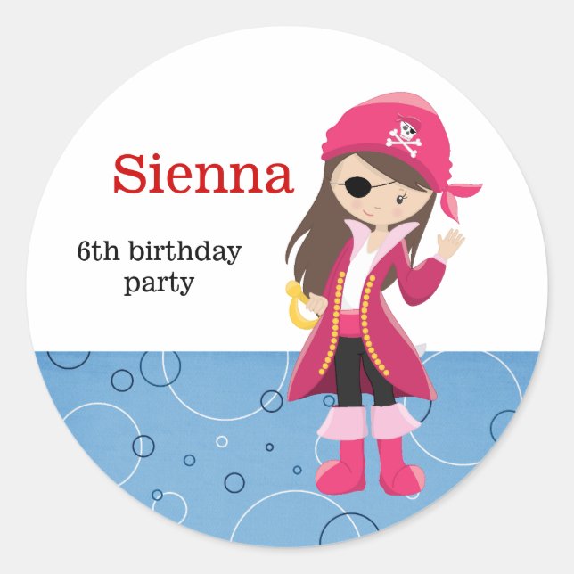 Pirate party classic round sticker (Front)