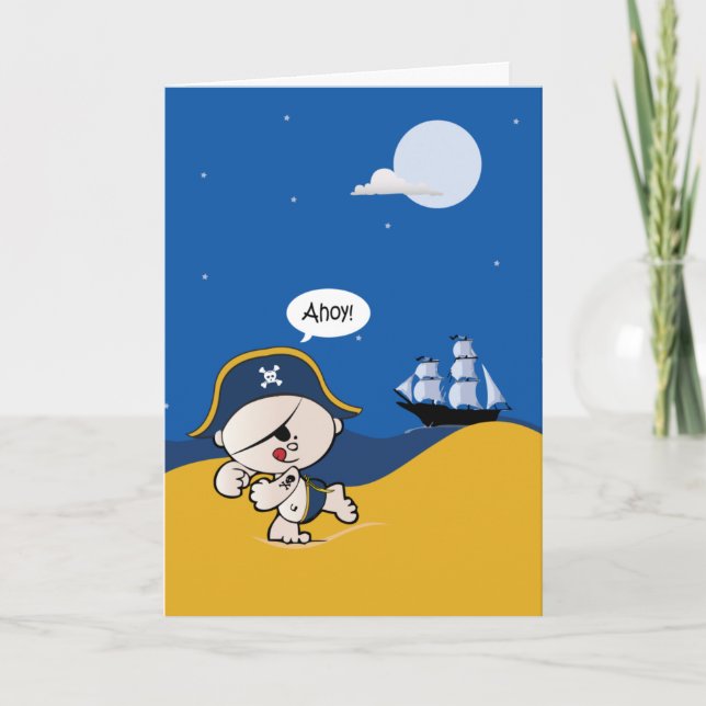 Pirate Party customizable text invitation card (Front)