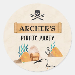 Pirate party favour stickers, Pirate Classic Round Sticker