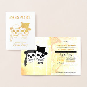 Pirate Party Gold Foil Passport Card