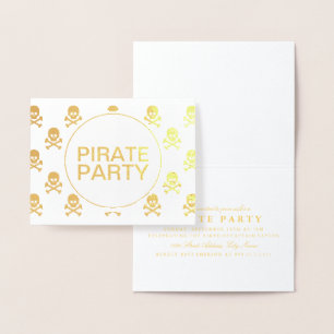 Pirate Party Gold Foil Skull Stripe Foil Card