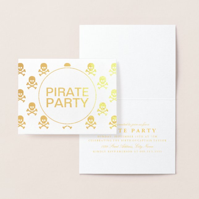 Pirate Party Gold Foil Skull Stripe Foil Card (Display)