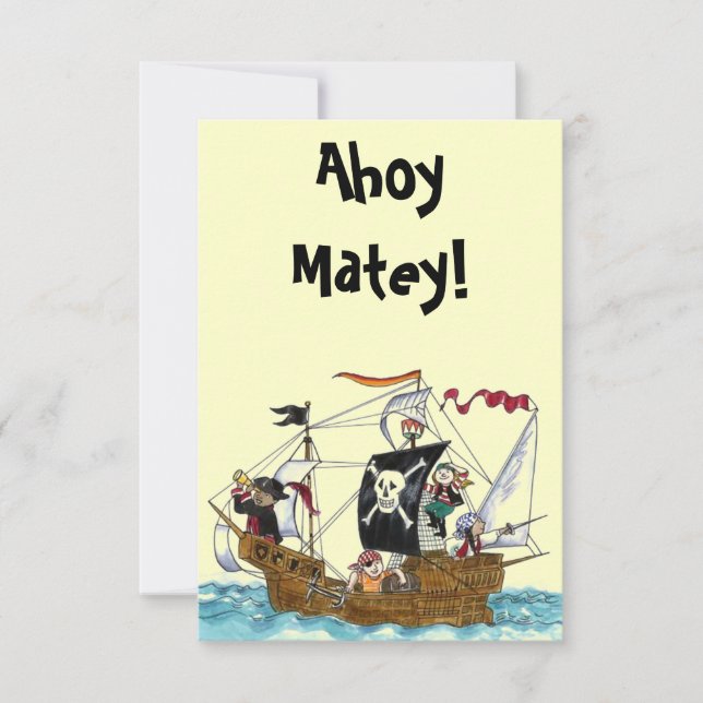 Pirate Party Invitations 3.5x5 Ahoy INVITATIONS (Front)