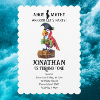 Pirate Party Parrot Birthday Invitation