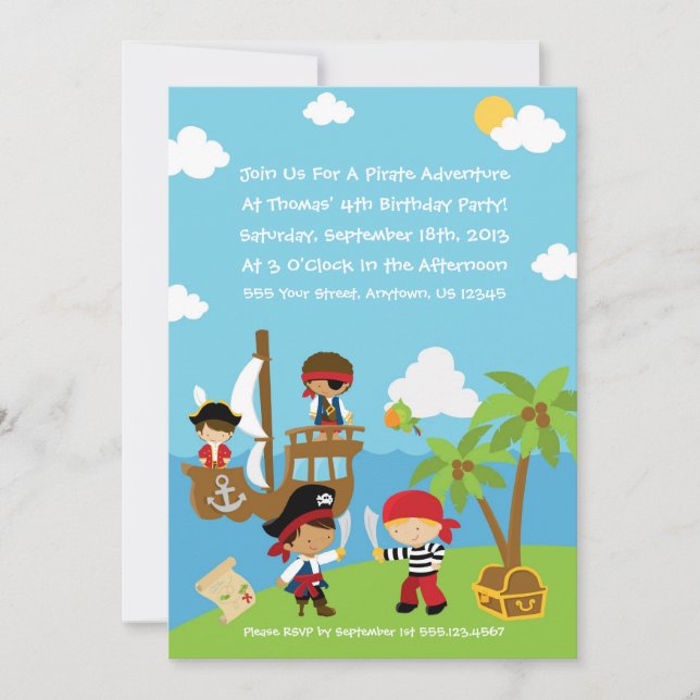 Pirate Party - Personalized Birthday Invitations (Front)