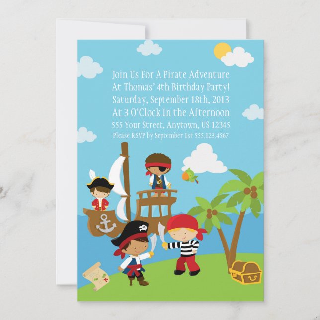Pirate Party - Personalized Birthday Invitations (Front)