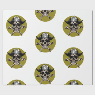 Pirate Party Skull Gold Wrapping Paper