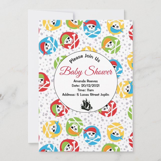 Pirate Pattern Baby Shower  Invitation (Front)