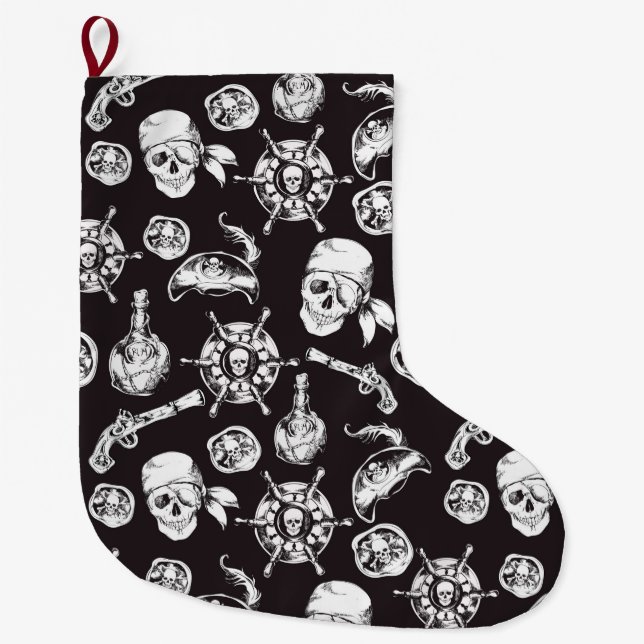 Pirate Pattern Large Christmas Stocking (Front)