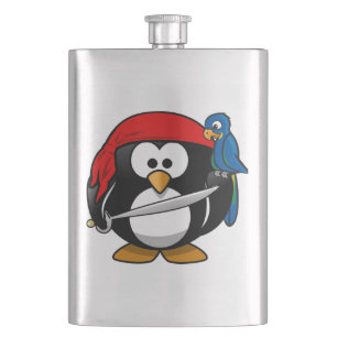 Pirate Penguin and Parrot Hip Flask