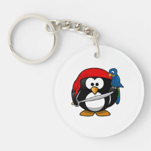 Pirate Penguin Cute Art Keychain