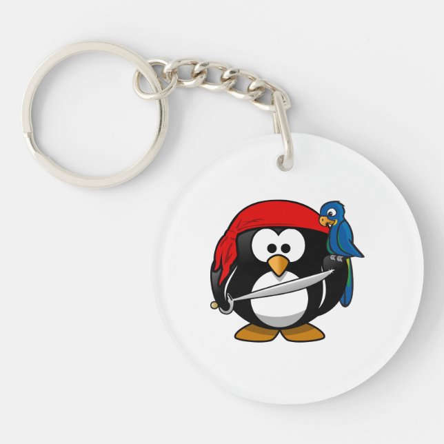 Pirate Penguin Cute Art Keychain (Front)