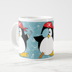 Pirate Penguin Graphic Pattern Large Coffee Mug