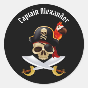 Pirate Personalize Classic Round Sticker