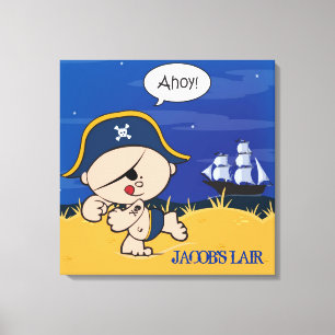 Pirate Personnalisé Garçons Salle Toile Mur Art