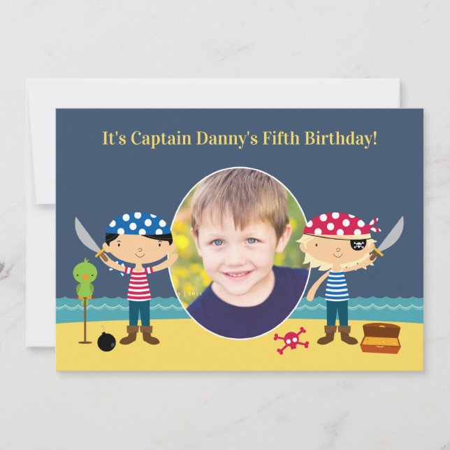 Pirate Photo Anniversaire Invitation (Devant)