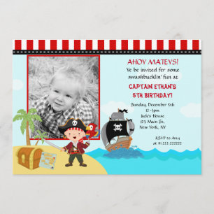 Pirate Photo Birthday Party Invitations