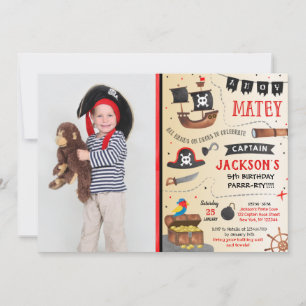 Pirate Photo birthday party invitations