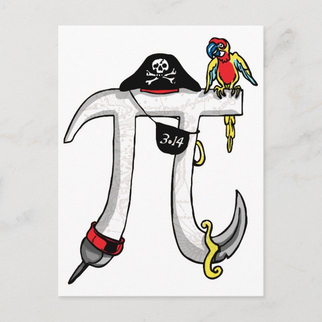 Pirate Pi Day Gear Postcard (Front)
