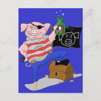 Pirate Pig Captain Cartoon Postcard