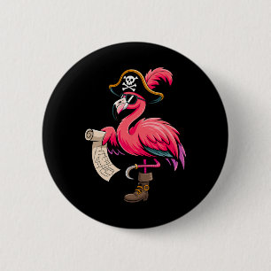 Pirate Pink Flamingo Funny Halloween Party Costume 2 Inch Round Button