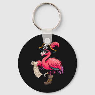 Pirate Pink Flamingo Funny Halloween Party Costume Keychain