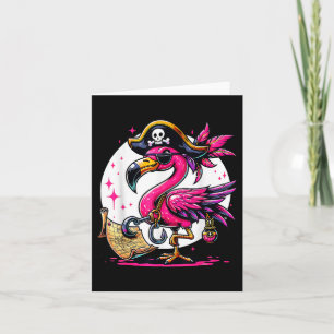 Pirate Pink Flamingo Halloween Party - Jolly Roger Card