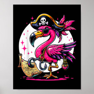 Pirate Pink Flamingo Halloween Party - Jolly Roger Poster