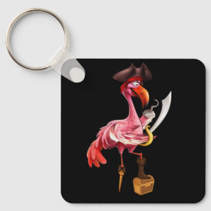 Pirate Pink Flamingo Party Girls Eye Patch Hallowe Keychain