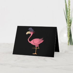 Pirate Pink Flamingo With Eyepatch Halloween Card