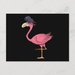 Pirate Pink Flamingo With Eyepatch Halloween Holiday Postcard