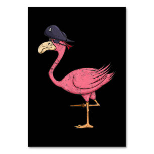 Pirate Pink Flamingo With Eyepatch Halloween Table Number
