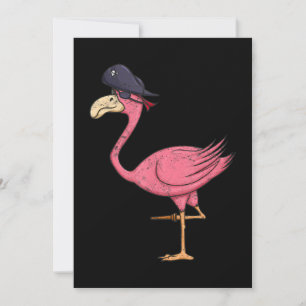 Pirate Pink Flamingo With Eyepatch Halloween Thank You Card