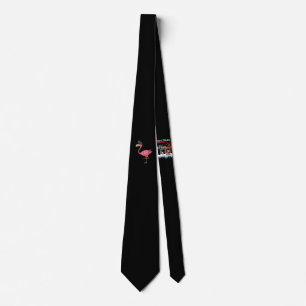 Pirate Pink Flamingo With Eyepatch Halloween Tie