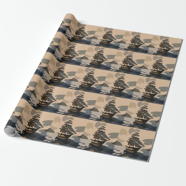 Pirate Pirates Ship Adventure Pirate Wrapping Paper (Unrolled)