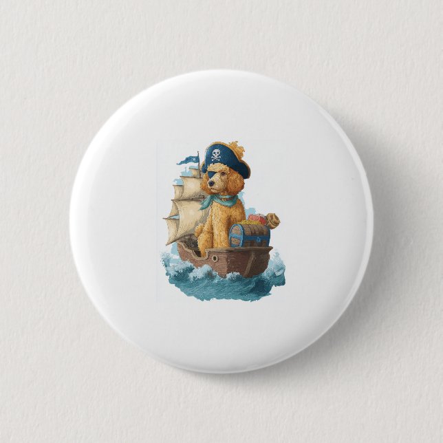 Pirate Poodle � Funny Sea Dog 2 Inch Round Button (Front)