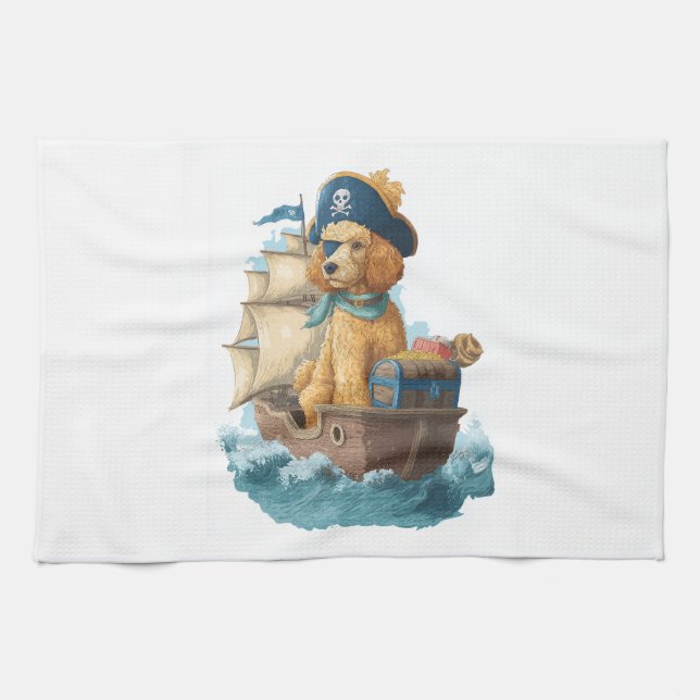 Pirate Poodle � Funny Sea Dog Kitchen Towel (Horizontal)