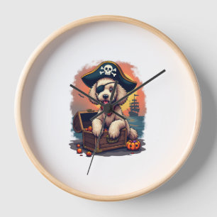 Pirate Poodle Plunder Clock